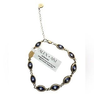 Alex and Ani Gold and Blue Chain Evil Eye Bracelet New